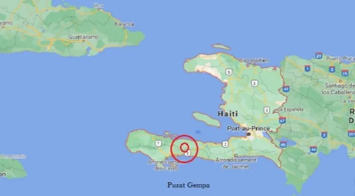 Gempa berkekuatan 7.2 SR mengguncang negara Haiti, sejumlah orang tewas, dan banyak bangunan rusak parah. (foto: googlemaps)