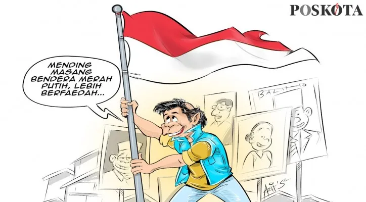 Jangan lupa, Merah Putih dikibarkan. (Kartunis/Sental-Sentil/Poskota.co.id)