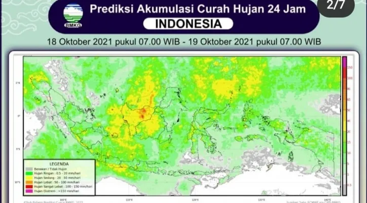 Info BMKG, Senin (18/10/2021) (Foto/Tangkapan Layar/Instagram BMKG)