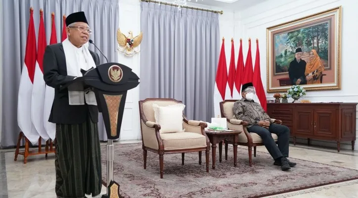 Wakil Presiden RI KH Ma'ruf Amin saat menghadiri peringatan Maulid Nabi Muhammad Saw. (foto: setwapres)