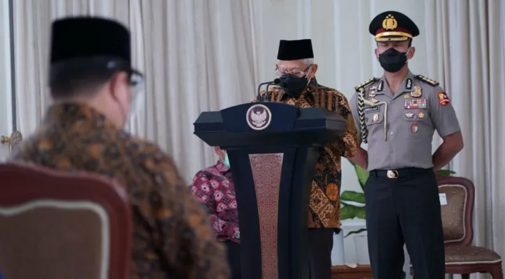 Wapres KH Ma'ruf Amin saat pembukaan ISEF di Istana Wapres, Jakarta. (foto: setwapres)