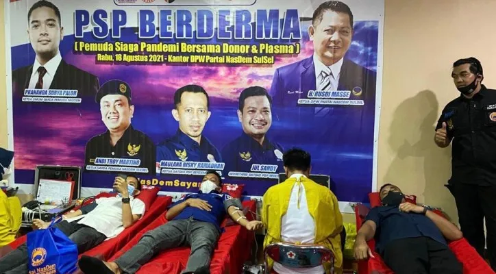 DPP Garda Pemuda NasDem menggelar Pemuda Siaga Pandemi Bersama Donor Darah & Plasma Jilid II (PSP BERDERMA II). (foto: ist)