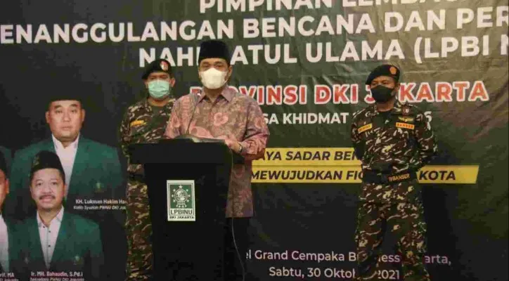 Wakil Gubernur DKI Jakarta, Ahmad Riza Patria menghadiri pelantikan LPBI PWNU DKI . (Ist)