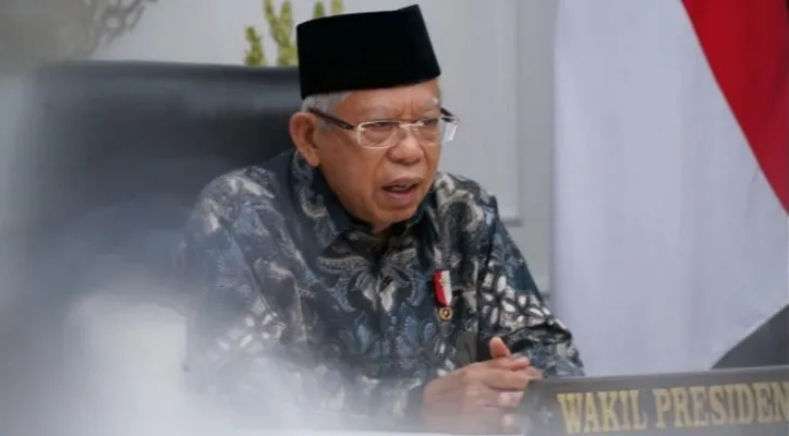 Wakil Presiden KH Ma'ruf Amin saat membuka Ijtima’ Ulama Komisi Fatwa se-Indonesia ke VII tahun 2021. (foto: setwapres)