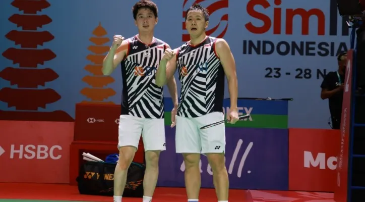 Pasangan ganda putra Indonesia, Marcus Fernaldi Gideon/Kevin Sanjaya Sukamuljo. (foto: PBSI)