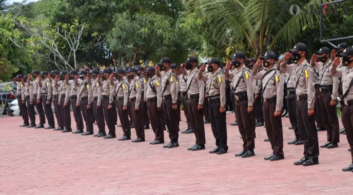 Upacara Serah Terima Siswa Diktukba Polri SPN Mandalawangi Polda Banten kepada Kapolres Lebak dalam rangka Latja diwilayah hukum Polres Lebak, Rabu (1/12/2021). (yusuf)