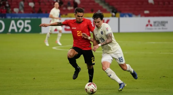 Laga Thailand vs Timor Leste dengan skor 2-0 untuk Thailand di National Stadium, Singapura. (affsuzukicup)