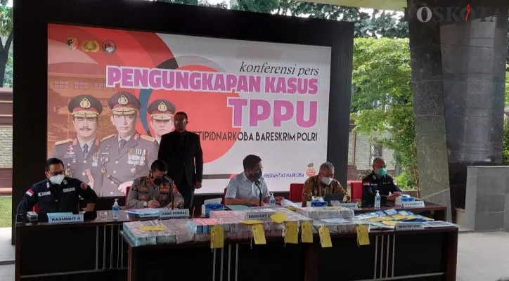 Bareskrim Polri Jumpa Pers kasus narkoba TPPU. (foto: adji)