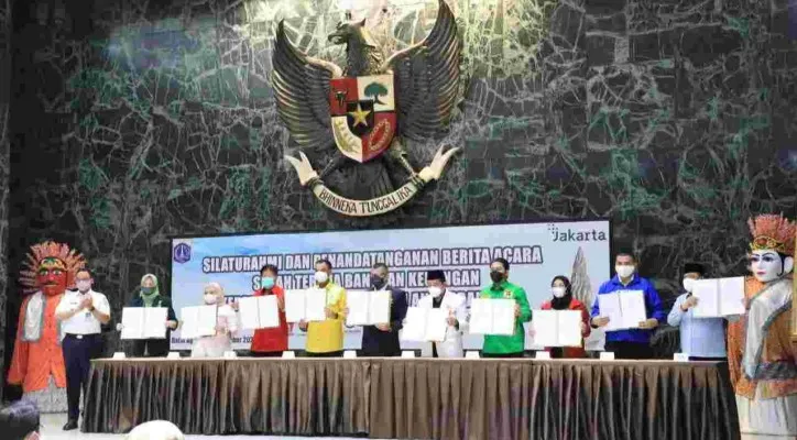 Pemprov DKI serahkan bantuan dana hibah tahun 2021 pada partai politik (Parpol) dengan total sebesar Rp27.255.145.000. (ist)