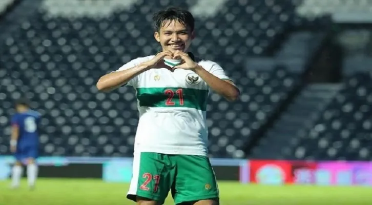 Potret Witan Sulaeman pemain Timnas U-23 berhasil cetak gol dalam laga uji coba kontra UEA.(Foto: Instagram/@Witansulaeman_)