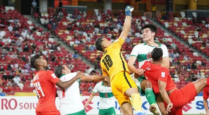 Timnas Indonesia ditahan imbang 1-1 oleh Singapura di leg pertama semi final Piala AFF 2020. (Foto/affsuzukicup)