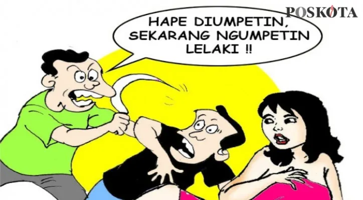 Sepupu Kok Diajak Ngadu Pupu, Tentu Saja Suami Menggerutu. (Kartunis/Nah Ini Dia/Poskota/Ucha)