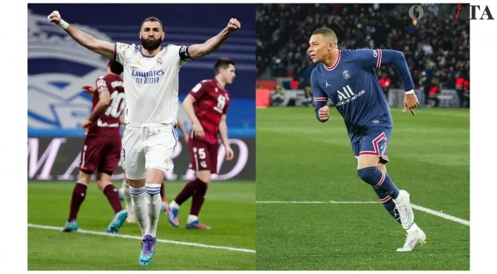 Babak 16 besar Liga Champions akan menghadirkan pertandingan leg 2 antara Real Madrid vs Paris Saint-Germain, Kamis (10/3/2022). Karim Benzema (kiri) akan berhadapan dengan Kylian Mbappe (Kanan) pada laga ini. (Foto: Instagram/@karimbenzema, @psg)