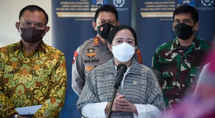 Ketua DPR Puan Maharani saat konferensi pers di Nusa Dua. (foto: ist)