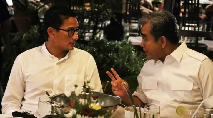 Sekjen Partai Gerindra Ahmad Muzani bersama Sandiaga Uno. (foto: ist)