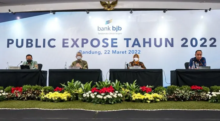 Direktur Utama bank bjb, Yuddy Renaldi dalam kegiatan Publik Expose bank bjb yang digelar secara hybrid , Selasa (22/3/2022). (ist)