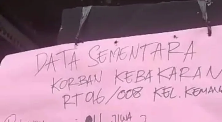 Foto : Daftar Korban Kebakaran di Wilayah Kemanggisan, Jakarta Barat (Poskota/CR-04)