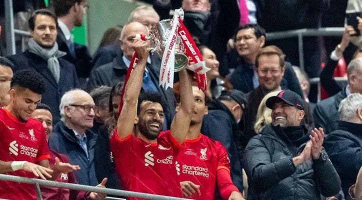 Mohamed Salah membawa Liverpool menang Carabao CUP 2022. (Foto: Instagram/Mosalah)