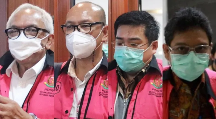 Foto Empat Tersangka dugaan korupsi dalam Pemberian Fasilitas Ekspor Crude Palm Oil (CPO) ditahan Kejaksaan Agung. (Ist.)