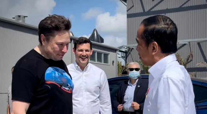 Jokowi datangi Elon Musk (Foto: Twitter/Setkabgoid)