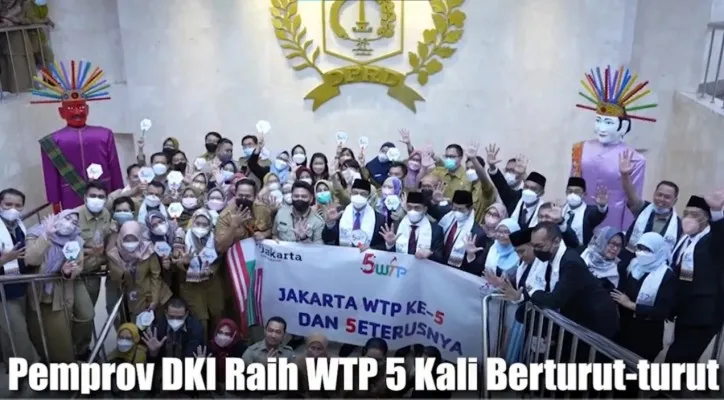 Tangkapan layar video perayaan Pemprov DKI raih predikat WTP 5 kali berturut-turut (Foto: tangkapan layar Twitter/Aniesbaswedan)