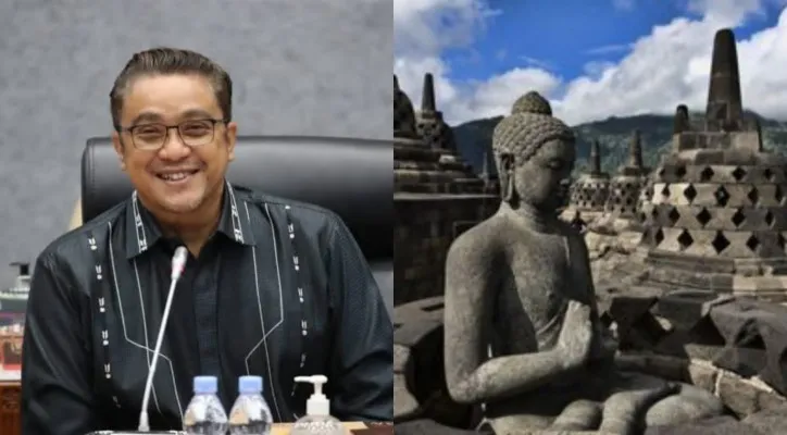 Kolase foto Wakil Ketua Komisi X DPR RI Dede Yusuf dan Candi Borobudur. (ist/diolah dari google.com)