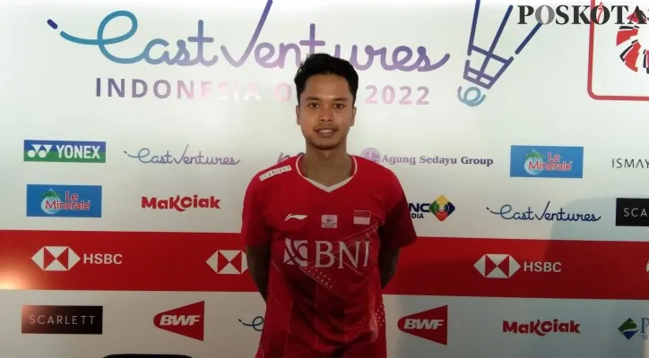 Pebulutangkis tunggal putra Indonesia, Anthony Sinisuka Ginting berhasil melaju ke babak 16 besar Indonesia Open 2022 (foto/yoga)