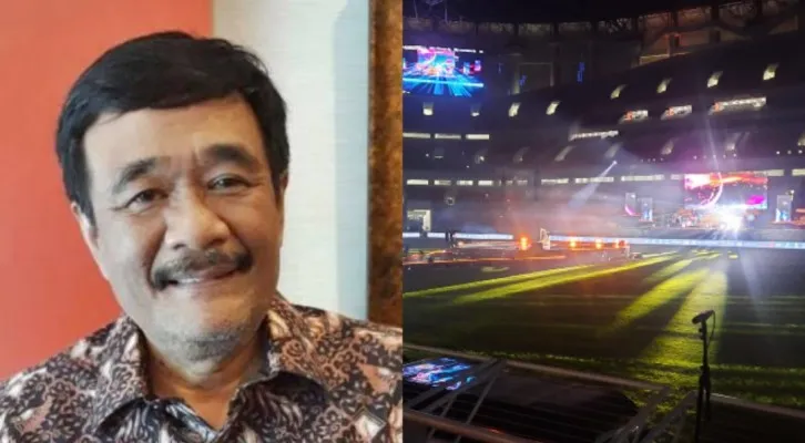 Kolase foto Djarot Saiful Hidayat dan suasana stadion JIS saat Jakarta Hajatan. (foto: diolah dari google)