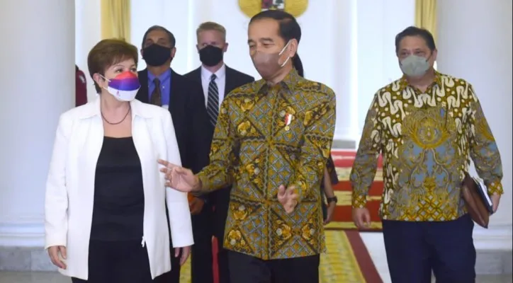 Presiden Joko Widodo saat menerima delegasi IMF di Istana Bogor. (biro pers)