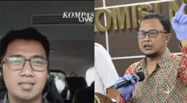 Kolase foto Anggota kuasa hukum keluarga Nofriansyah Yosua Hutabarat atau Brigadir J Mansur Febria dan Komnas HAM Choirul Anam. (Foto: KompasTV dan Rika Pangestika)