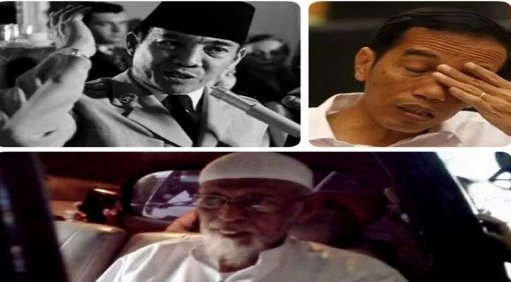 Kolase foto Soekarno, Jokowi dan Abu Bakar Ba'asyir. (ist/diolah dari google.com)