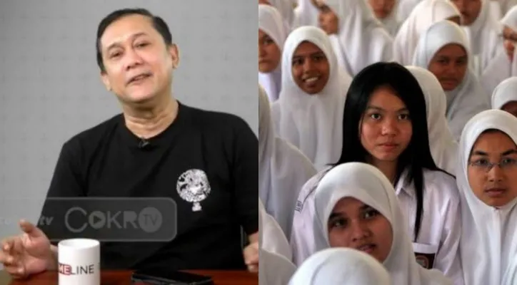 Kolase pegiat media sosial, Denny Siregar dan sekelompok wanita berhijab. (ist/diolah dari google.com)