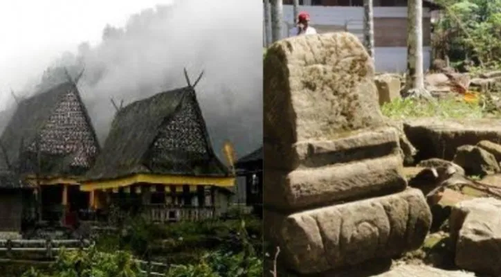 Kolase foto Bagas Godang Mandailing dan reruntuhan Candi Simangambat. (Foto: Diolah dari Google).