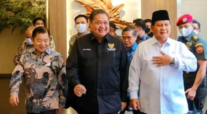 Airlangga Hartarto bertemu dengan Prabowo Subianto, dan Suharso Monoarfa. (ist)