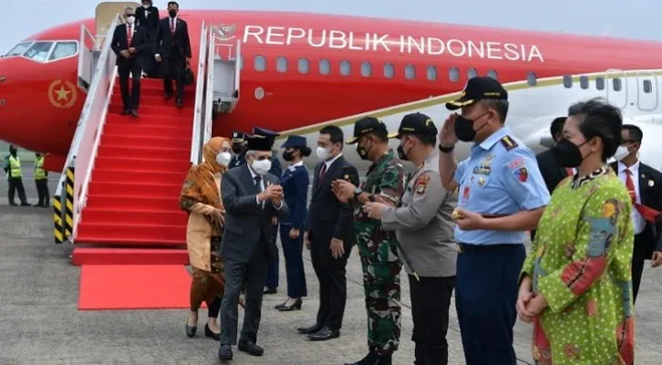  Wapres KH Ma'ruf Amin saat tiba di Tanah Air sepulang lawatan dari Jepang. (Foto: Setwapres)