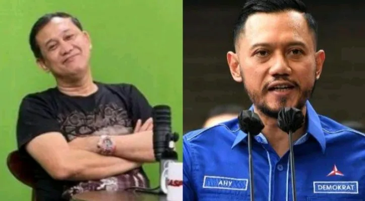 Kolase foto Denny Siregar dan AHY.