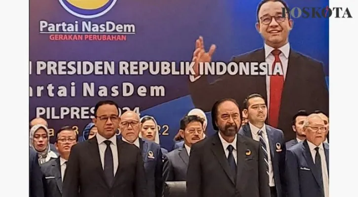 Anies Baswedan saat pengumumanan pencaparesannya oleh Nasdem. (Foto: Poskota/rizal)