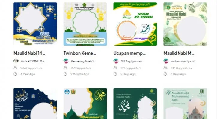 Tangkapan Layar berbagai design ucapan Maulid Nabi Muhammad SAW 2022 di Twittbozone