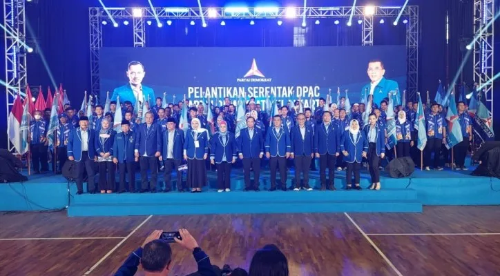 Pelantikan DPC dan DPAC Partai Demokrat DKI Jakarta oleh Agus Harimurti Yudhoyono.(Foto: Aldi)