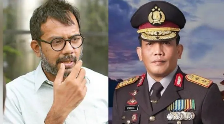 Kolase foto Haris Azhar dan Kapolda Sumut, Irjen RZ Panca Putra Simanjuntak. (Foto: Diolah dari Google).