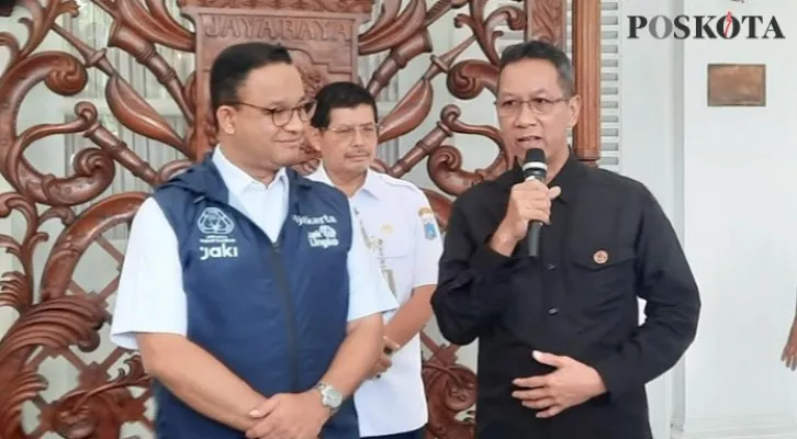 Anies Baswedan dan Heru Budi Hartono. (Foto: Aldi/Poskota)