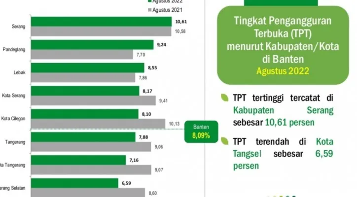 Data peringkat pengangguran kabupaten kota di Provinsi Banten (Ist)