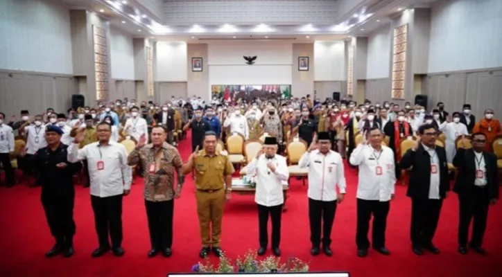 Wapres KH Ma'ruf Amin saat menghadiri acara Penguatan Pembinaan Ideologis Pancasila kepada Aparatur Pemerintah Provinsi Banten. (Foto: setwapres)