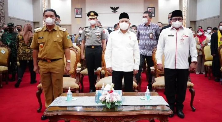 Wapres Ma'ruf Amin saat menghadiri acara Penguatan Pembinaan Ideologi Pancasila kepada Aparatur Pemerintah di Provinsi Banten. (foto: ist)