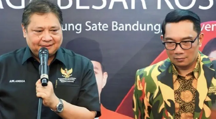 Ridwan Kamil dan Ketum Partai Golkar Airlangga Hartarto. (foto: ist)