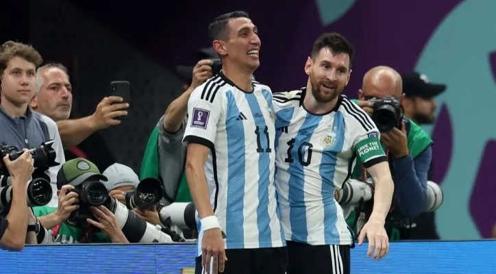 Dua penggawa Argentina, Angel Di Maria dan Lionel Messi (foto/twitter Argentina)