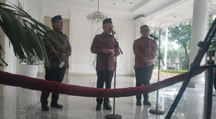 Wapres KH Ma'ruf Amin saat memberikan keterangan terkait stok beras nasional. (Foto: Setwapres)