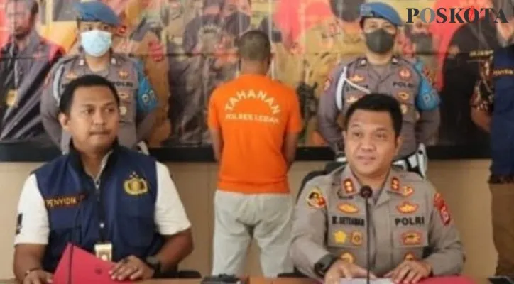 Kapolres Lebak, saat press conference kasus tindak pidana korupsi bansos. (Foto: Samsul Fatoni).