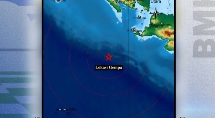 Peta lokasi gempa bumi di Sumur, Pandeglang. (Foto: diambil dari info BMKG)