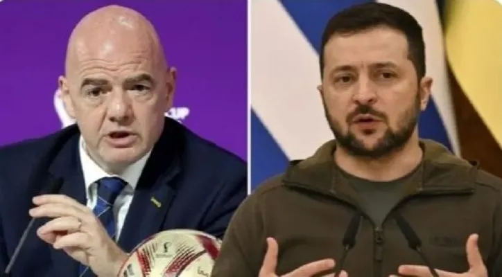 Presiden FIFA Gianni Infantino dan Presiden Ukraina Volodymyr Zelensky. (foto: ist)